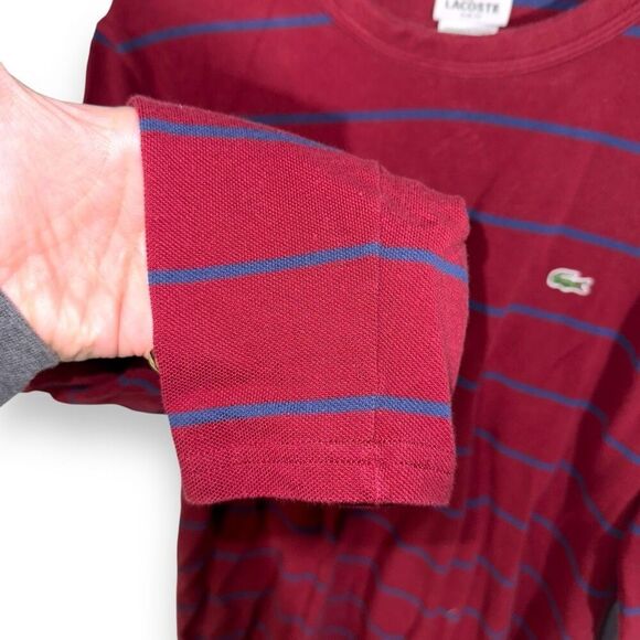 Red & Navy Lacoste Slim Fit Waffle Knit Shirt Size L - Picture 4 of 7